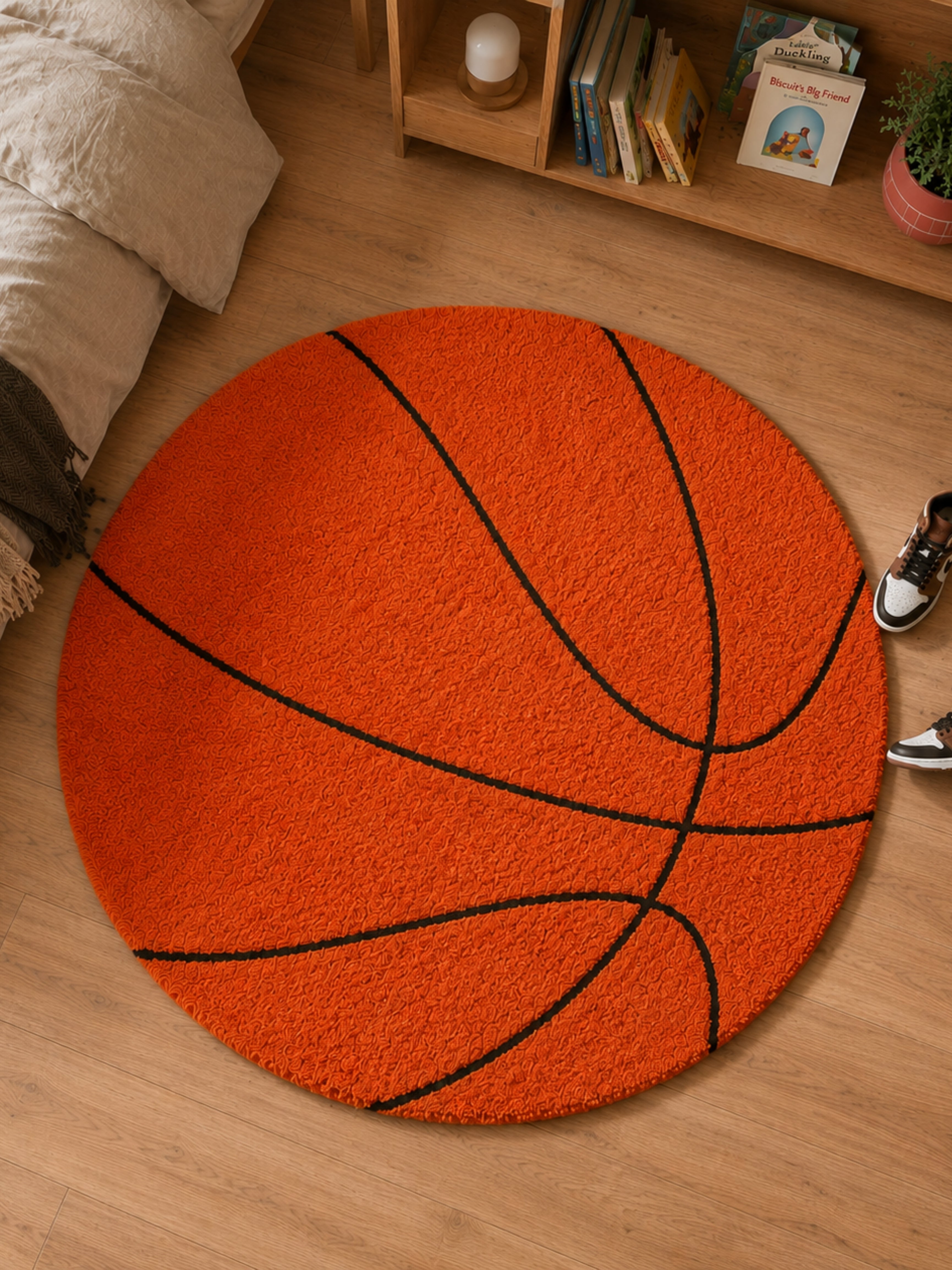 Orange Basketball Kids Rug