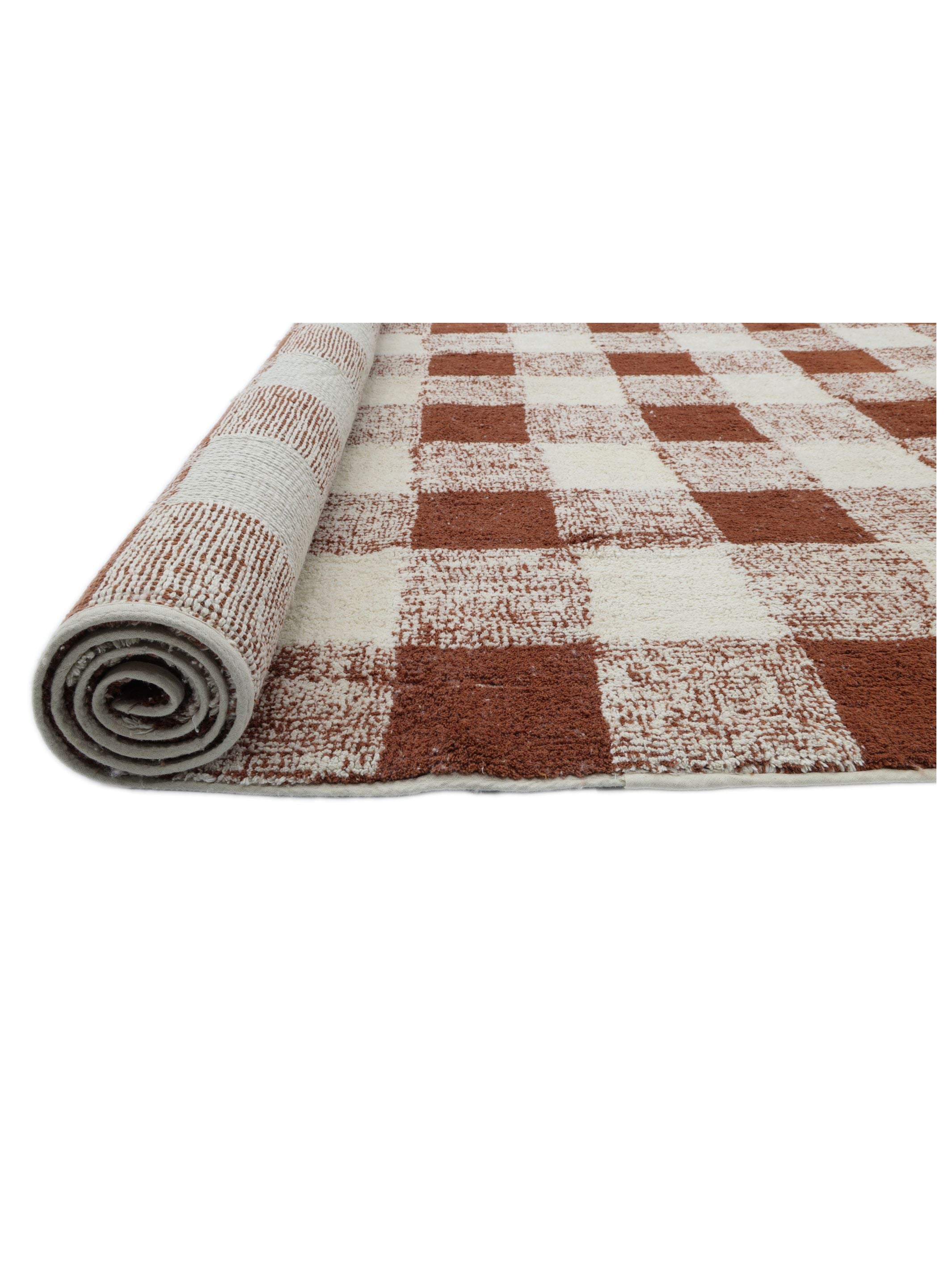 Rust Brown Gingham Rug LAST PIECE - 160x230cm