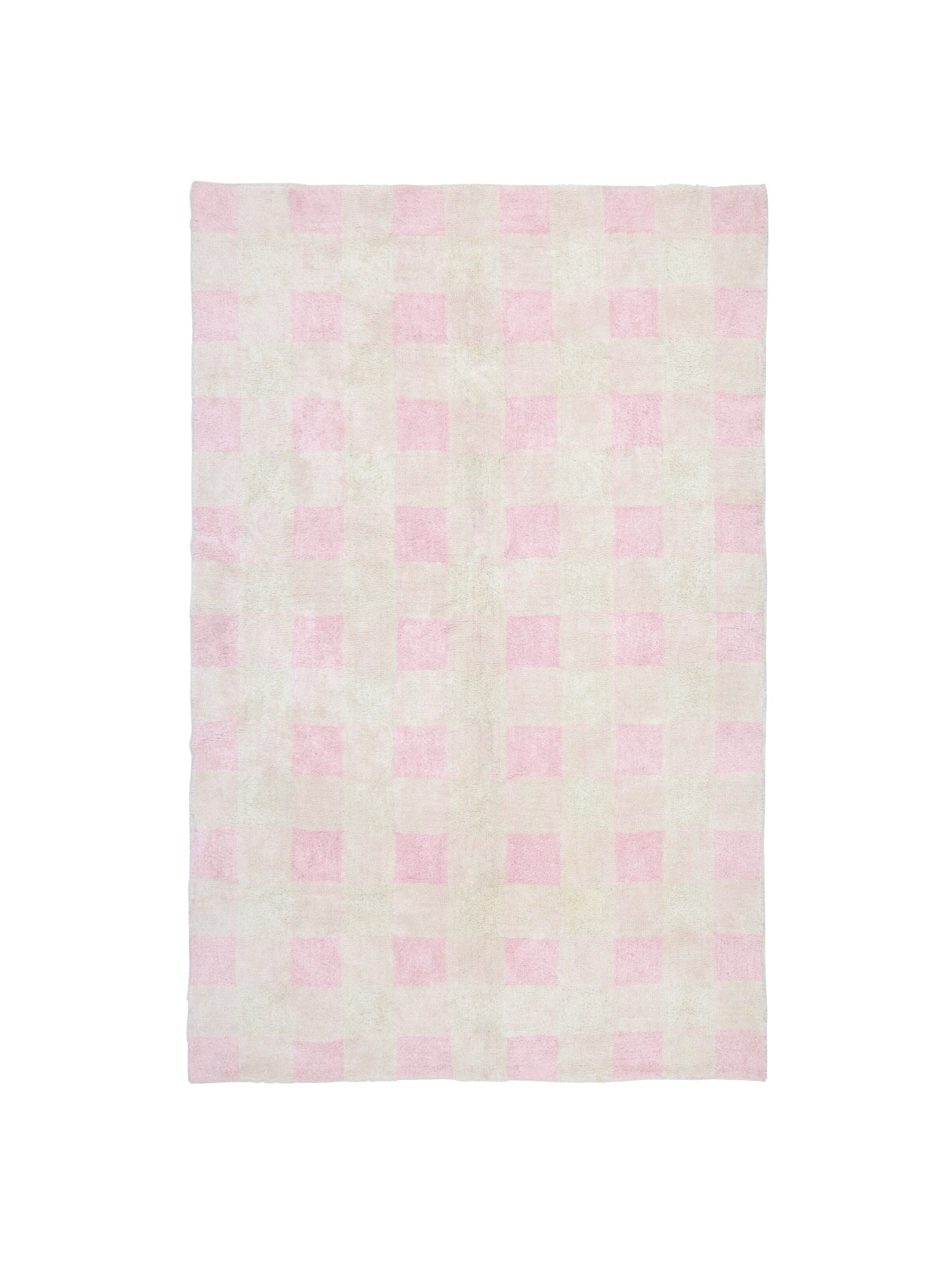 Soft Pink Gingham Rug