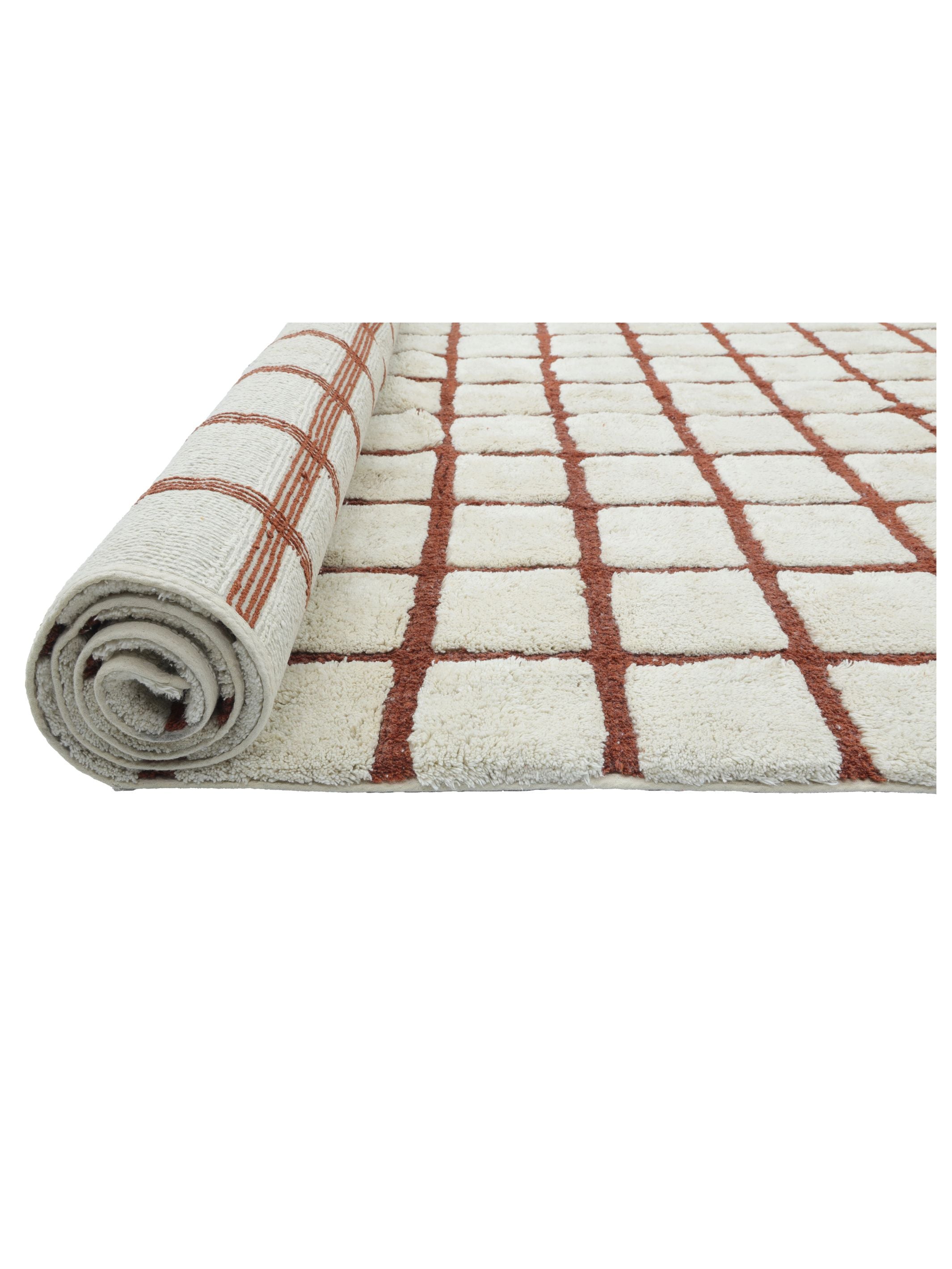 Rust Brown Grid Rug LAST PIECE - 160x230cm