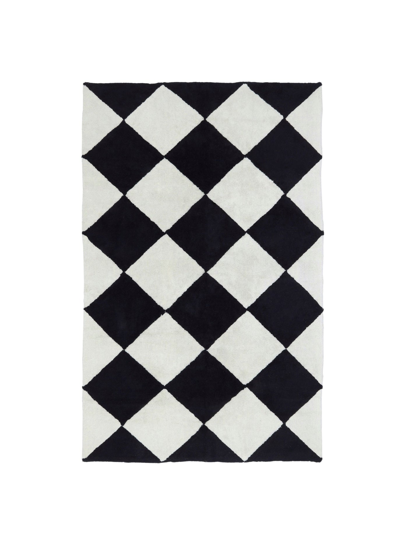 Natural colour rug with black checker details