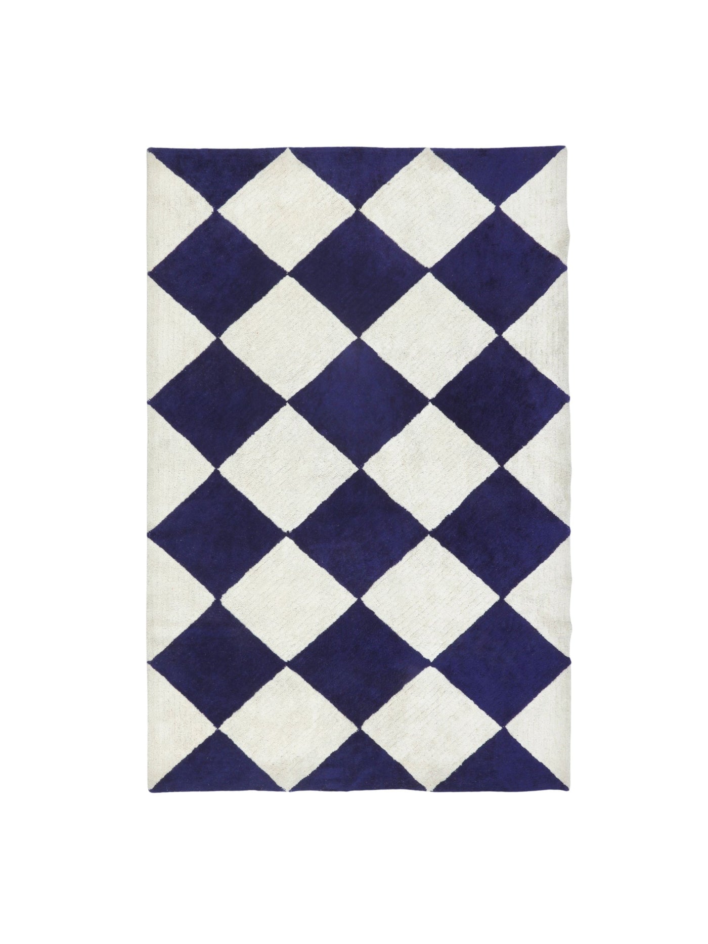 Natural rug with dark blue checker details