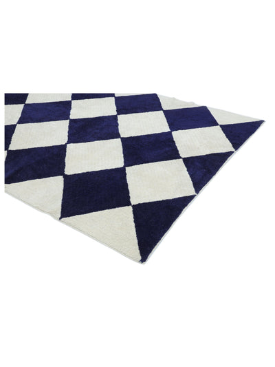 Dark Blue Checker Rug