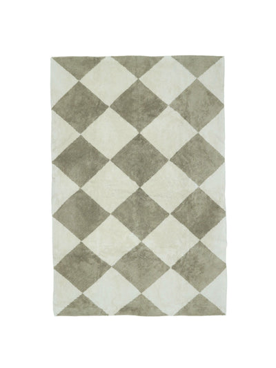 Natural rug with taupe checker details