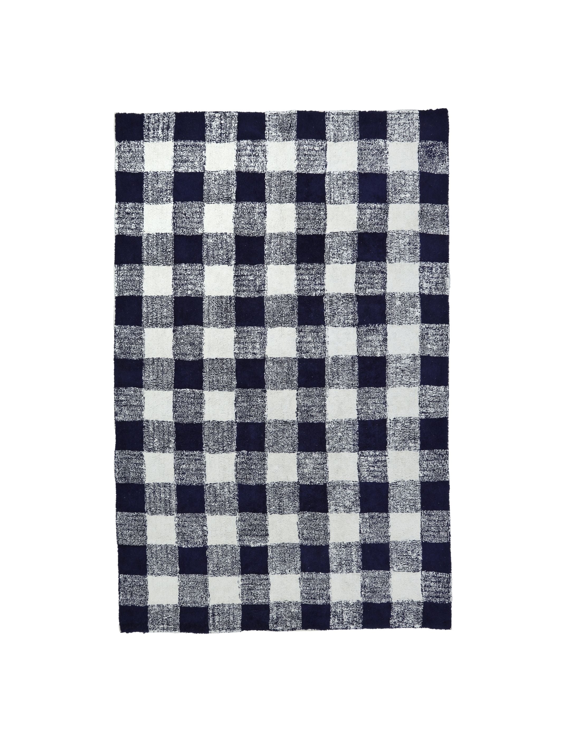 Dark Blue Gingham Rug LAST PIECE - 160x230cm