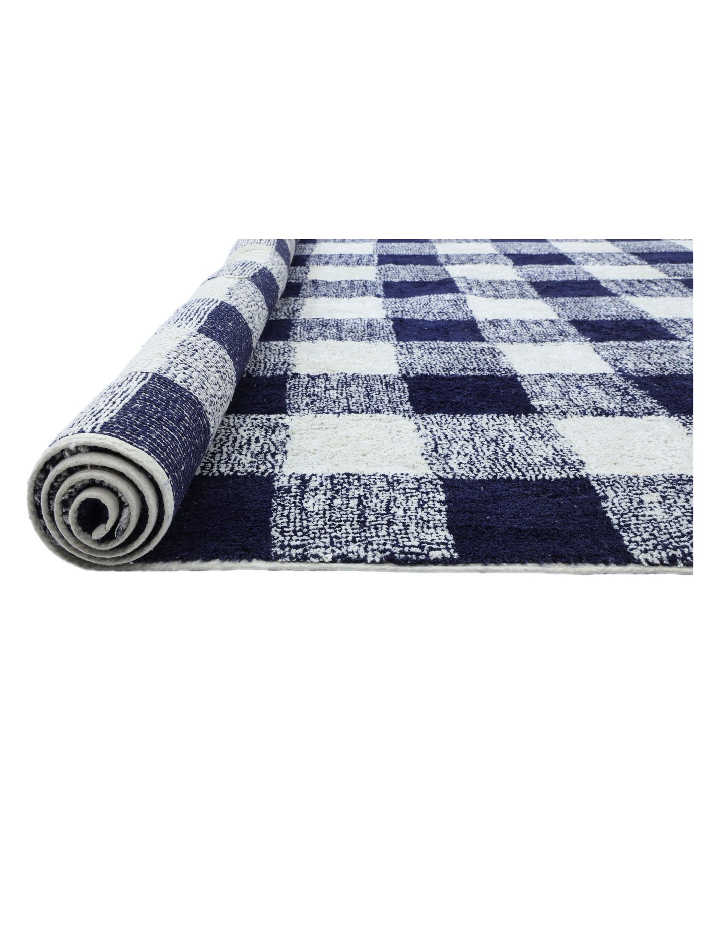 Dark Blue Gingham Rug