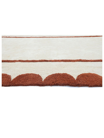 Rust Brown Scallop Rug