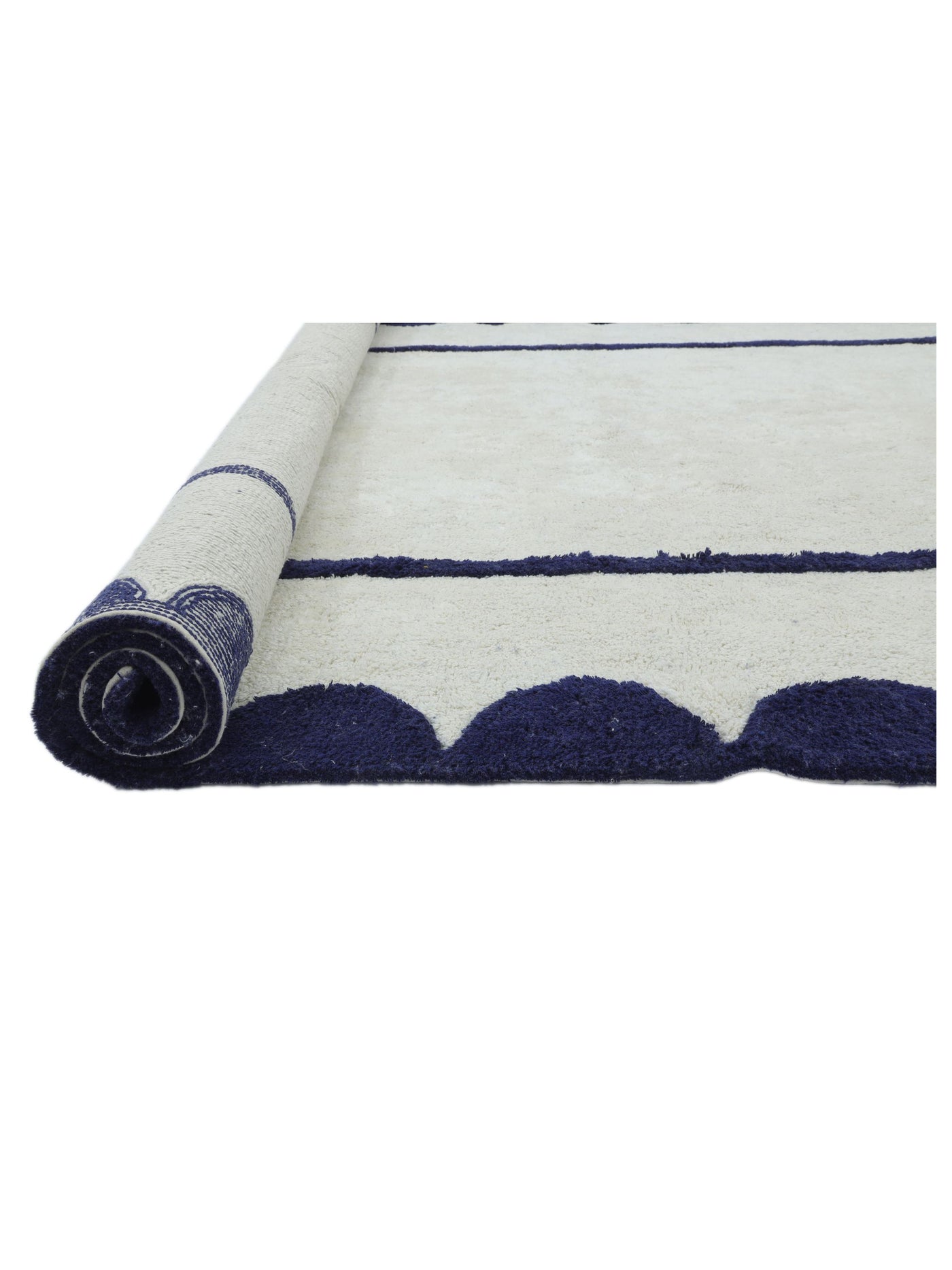 Dark Blue Scallop Rug