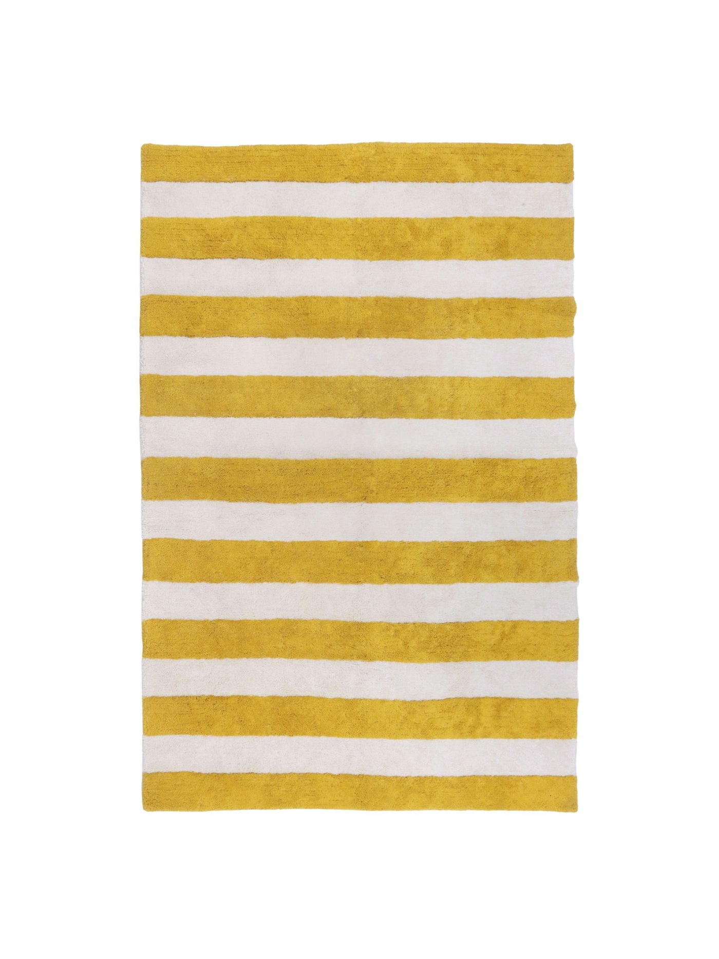 Natural rug with mustard yellow stripe details