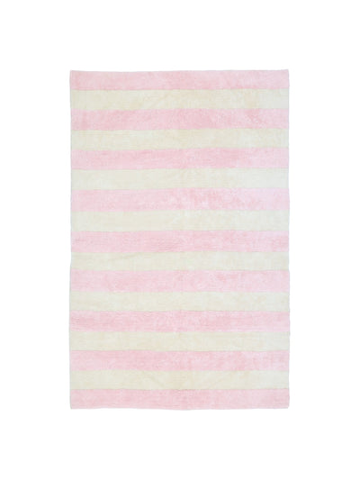 Natural rug with soft pink stripe details